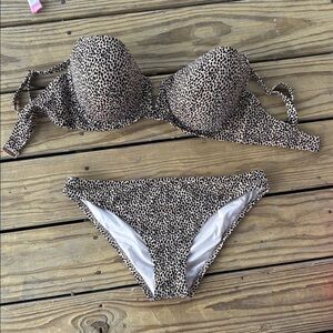 Shade & Shore Leopard Print Bikini Set - Beige/Black